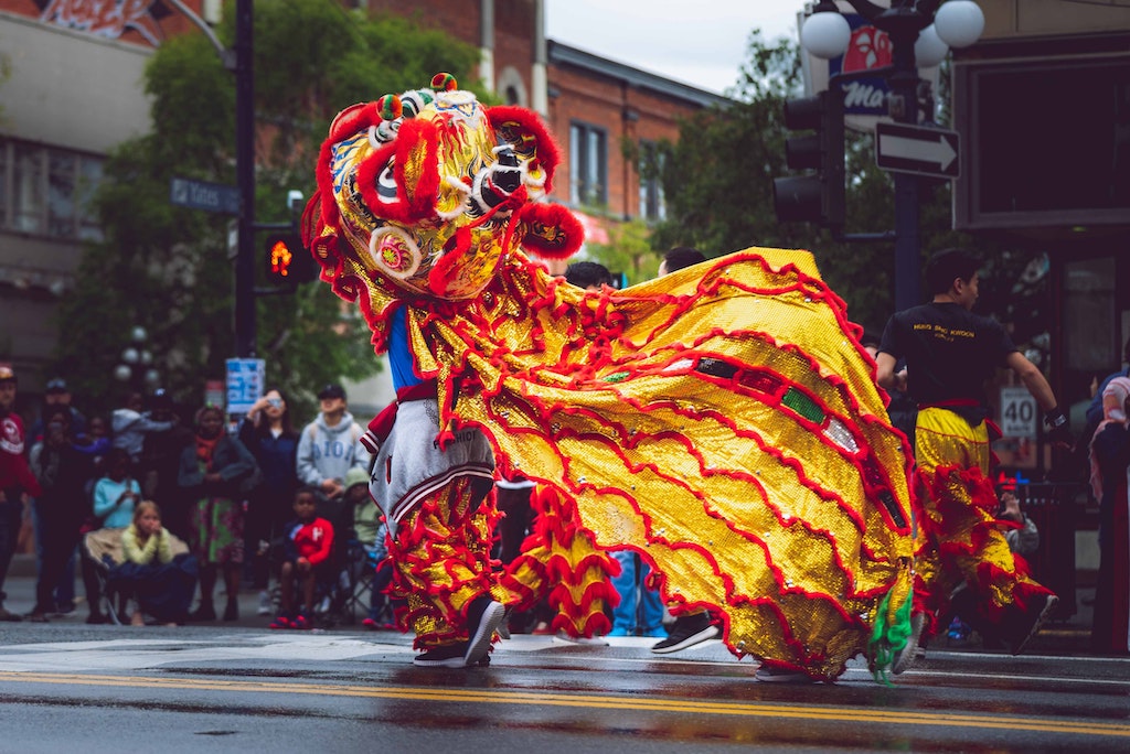 Dragon dance during Chinese New Year celebration